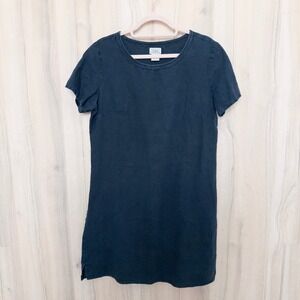 L.L.Bean Womens Linen Dress Size 8 Navy Classic Minimalist Casual Coastal Summer